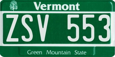 VT license plate ZSV553
