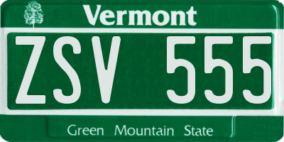 VT license plate ZSV555