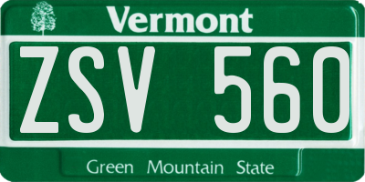 VT license plate ZSV560