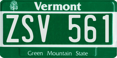 VT license plate ZSV561