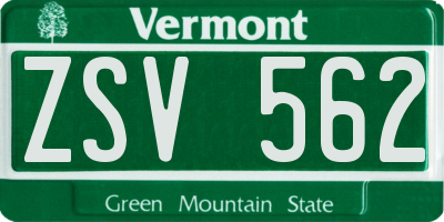 VT license plate ZSV562