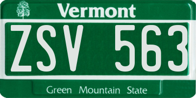 VT license plate ZSV563