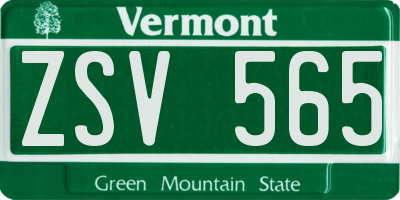 VT license plate ZSV565