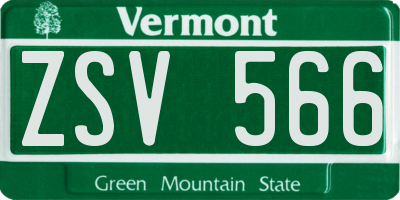 VT license plate ZSV566