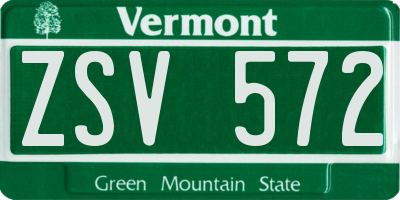 VT license plate ZSV572