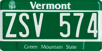 VT license plate ZSV574
