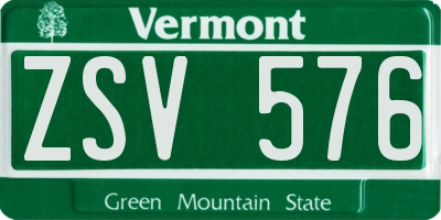 VT license plate ZSV576