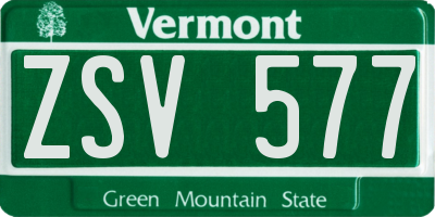 VT license plate ZSV577