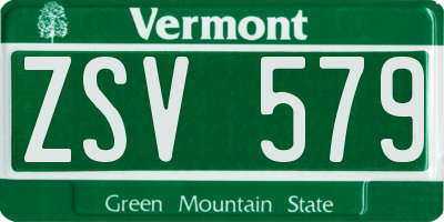 VT license plate ZSV579