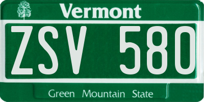 VT license plate ZSV580