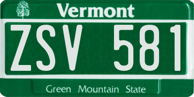 VT license plate ZSV581