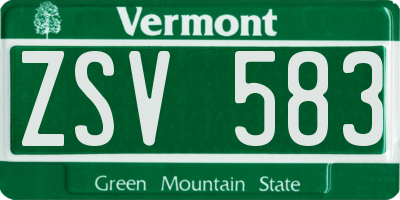 VT license plate ZSV583