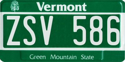 VT license plate ZSV586