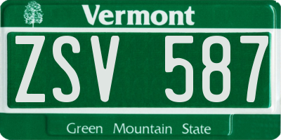 VT license plate ZSV587
