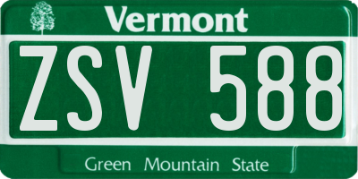 VT license plate ZSV588