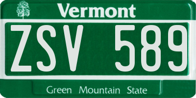 VT license plate ZSV589