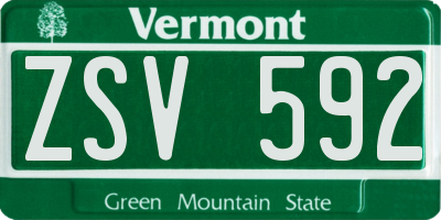VT license plate ZSV592