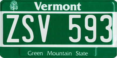 VT license plate ZSV593