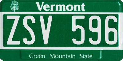 VT license plate ZSV596
