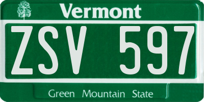 VT license plate ZSV597