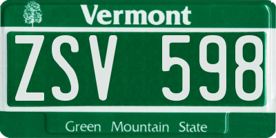 VT license plate ZSV598