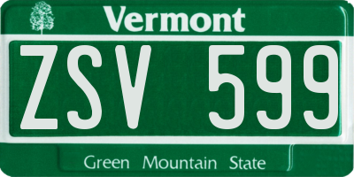 VT license plate ZSV599