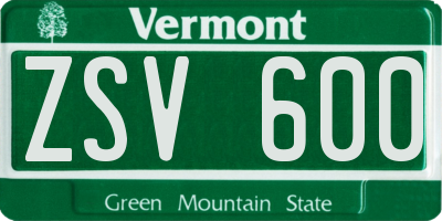 VT license plate ZSV600