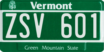 VT license plate ZSV601