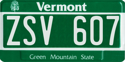 VT license plate ZSV607