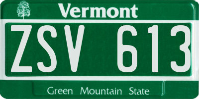 VT license plate ZSV613
