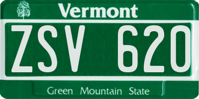 VT license plate ZSV620
