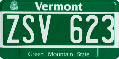 VT license plate ZSV623