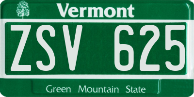 VT license plate ZSV625