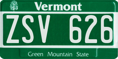 VT license plate ZSV626
