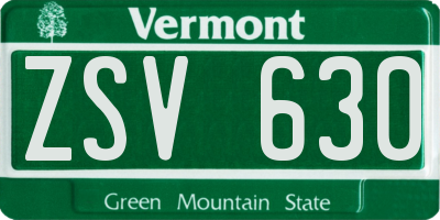 VT license plate ZSV630