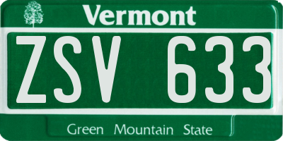 VT license plate ZSV633