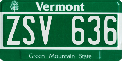 VT license plate ZSV636