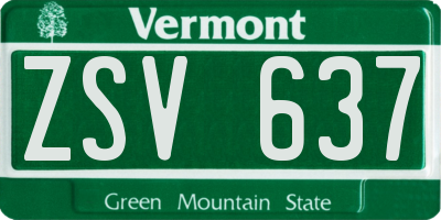 VT license plate ZSV637