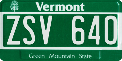 VT license plate ZSV640