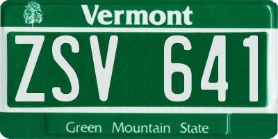 VT license plate ZSV641
