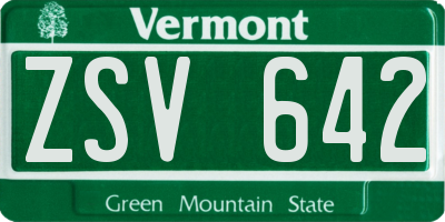 VT license plate ZSV642
