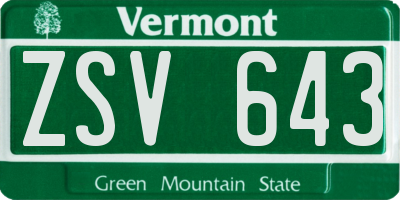 VT license plate ZSV643