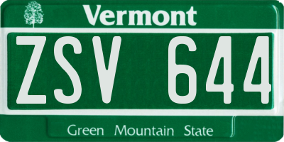 VT license plate ZSV644