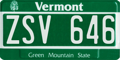 VT license plate ZSV646