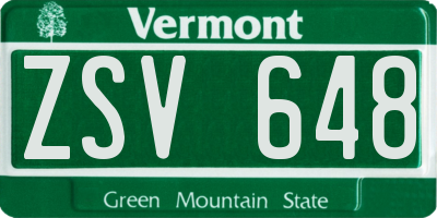 VT license plate ZSV648