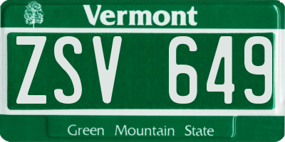 VT license plate ZSV649