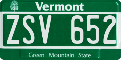 VT license plate ZSV652