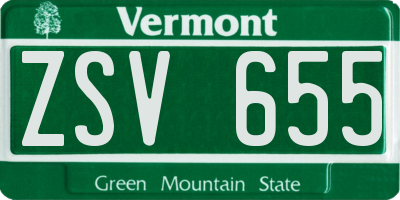 VT license plate ZSV655