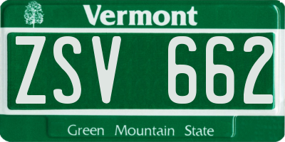 VT license plate ZSV662