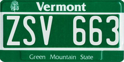 VT license plate ZSV663